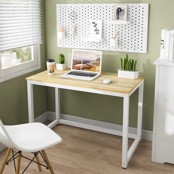 Hoffree 43 inch Computer Desk Home Writing Desk Office Furniture Computer Table Study Writing Table Workstation Modern Simple PC
