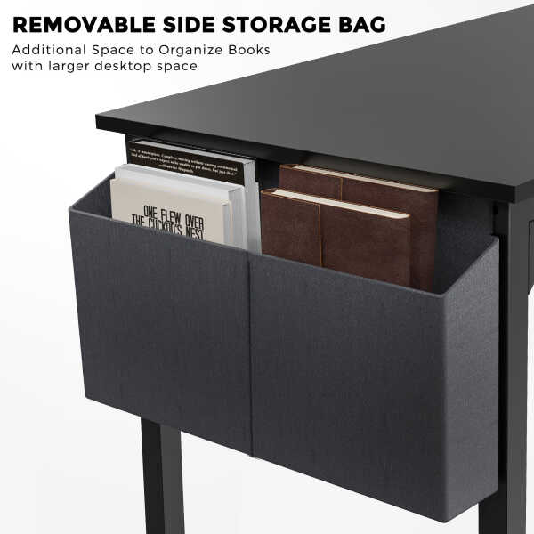 CONCETTA Computer Desk, 31 Inch with Storage Bag and Iron Hooks for Home, Office, Black