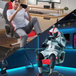 YRLLENSDAN Gaming Collection Z-Shaped Desk with Headphone Hook and Adjustable Feet, Blue