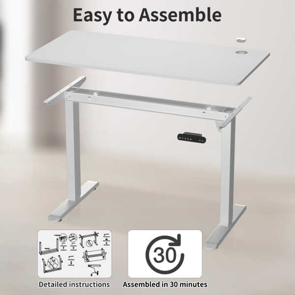 AIMEZO Electric Standing Desk, 48 x 24 inch Adjustable Height Desk with Whole-Piece Tabletop, Stand up Desk for Home Office