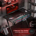 HLDIRECT 47 inch Gaming Desk, Ergonomic Gamer Table, Computer Table, Pc Workstation