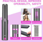 Cordless Hair Straighteners Curler 2 in 1, Mini Portable Travel Wireless Flat Iron, Fast Heat Up, Anti-Scald 3-Level