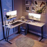 Homall L-Shaped Gaming Desk 51.2 Inches Corner Office Desk with Removable Monitor Riser, Black