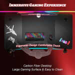 55 Inch Gaming Desk with Carbon Fibre Surface Large Computer Desk Gaming Table Ergonomic Pc Gaming Workstation Home Office Desks
