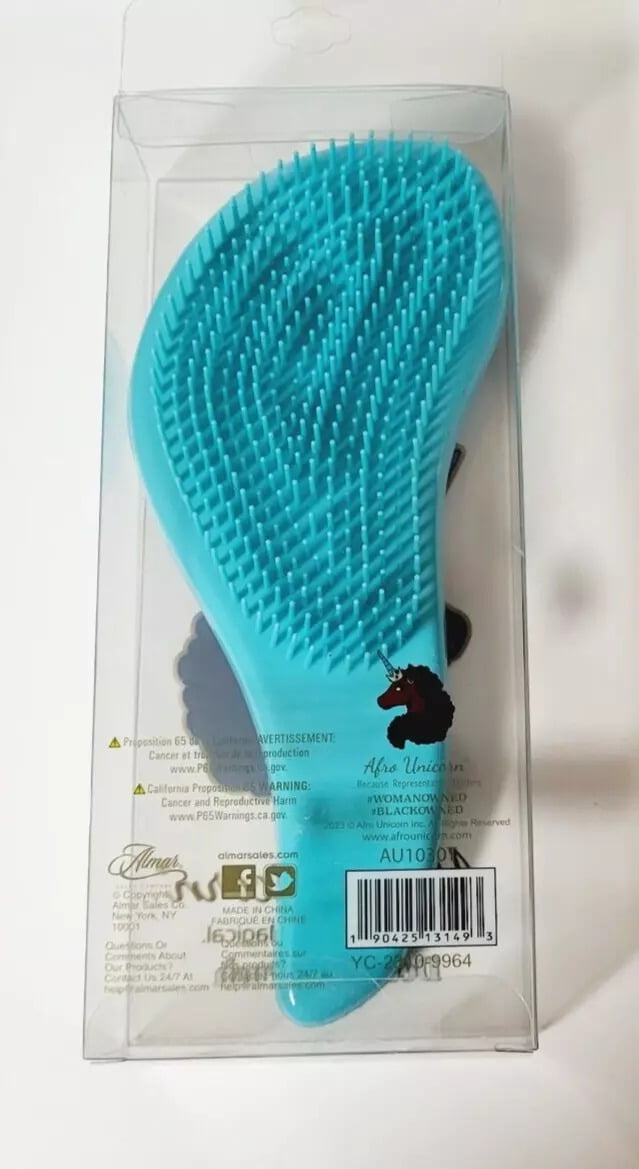 Afro Unicorn Unique Divine Magical Detangle Hairbrush Blue