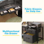 L Shaped Gaming Desk with File Drawer & Power Outlet, 53" Reversible Home Office Desk with Monitor Stand & Storage Drawers,